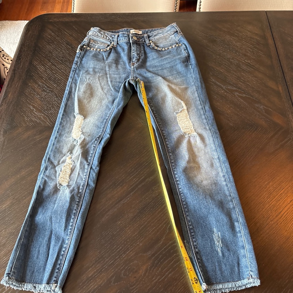 Zadig & Voltaire Eva Studded Distressed Slim Jeans Light Wash Sz 26 luxury demin - Picture 11 of 14